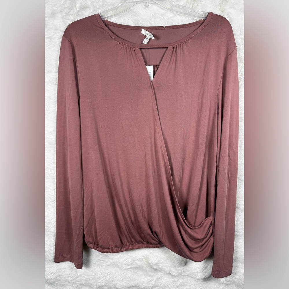 Maurices Mauve Wrap-Style Long Sleeve Top